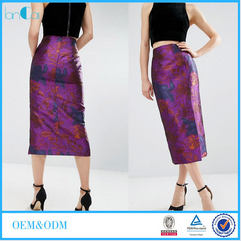 100% Polyester Women Satin Maxi Skirt with Zip-side Fastening