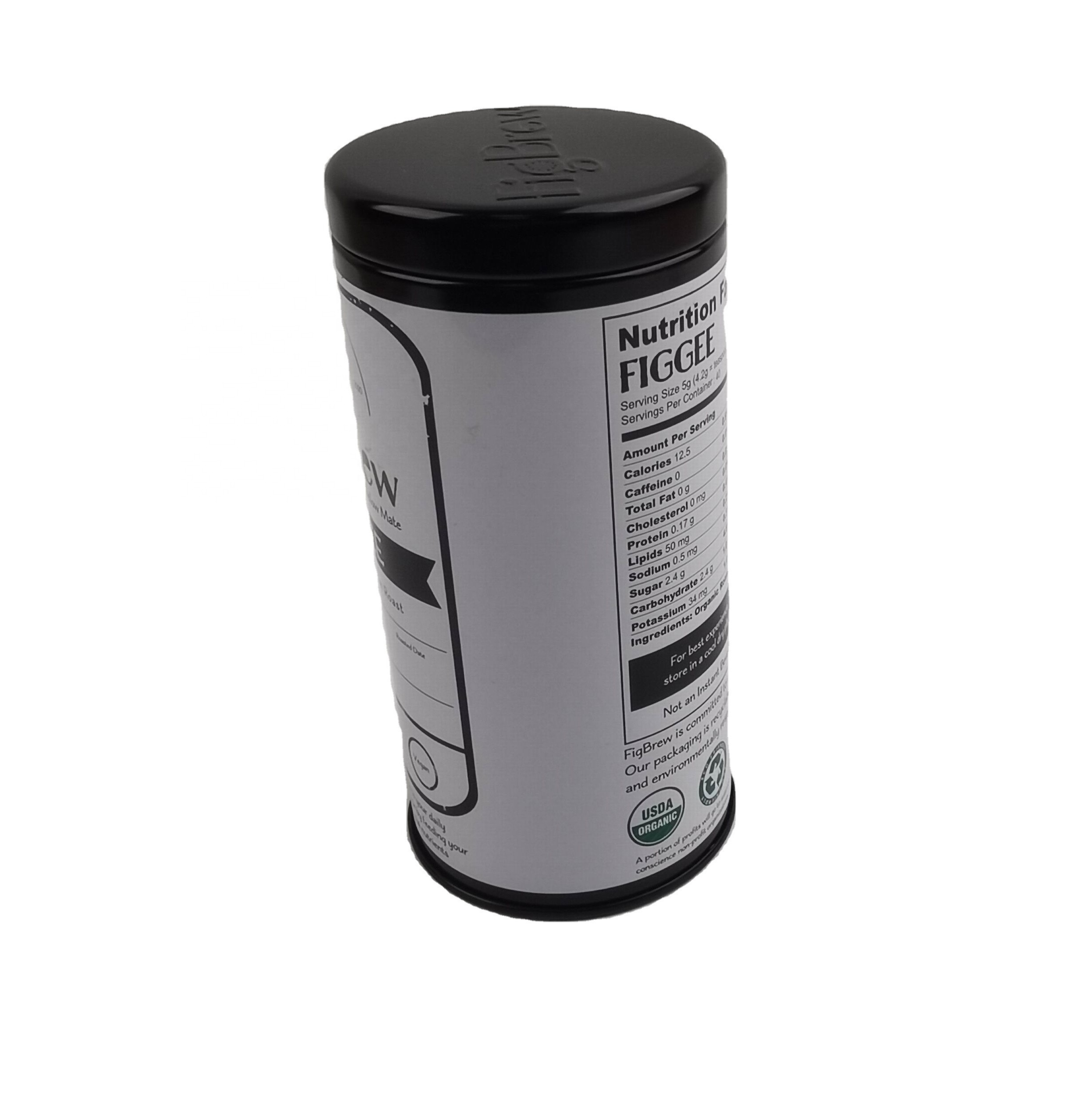 Round Small Empty Metal Coffee Tin With Plug Lid 68*153mm