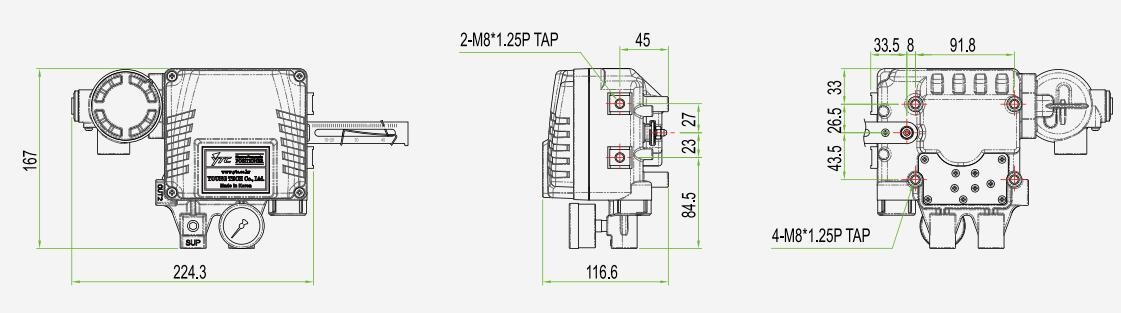 Electro-Pneumatic Positioner YT-1000L used for operation of pnuematic linear valve actuators