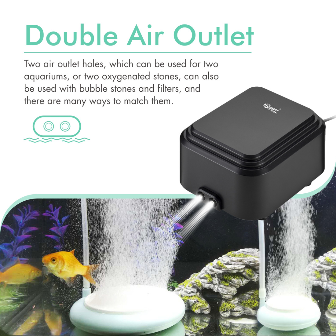 255 GPH Dual Outlet Air Pump For Fish Tank