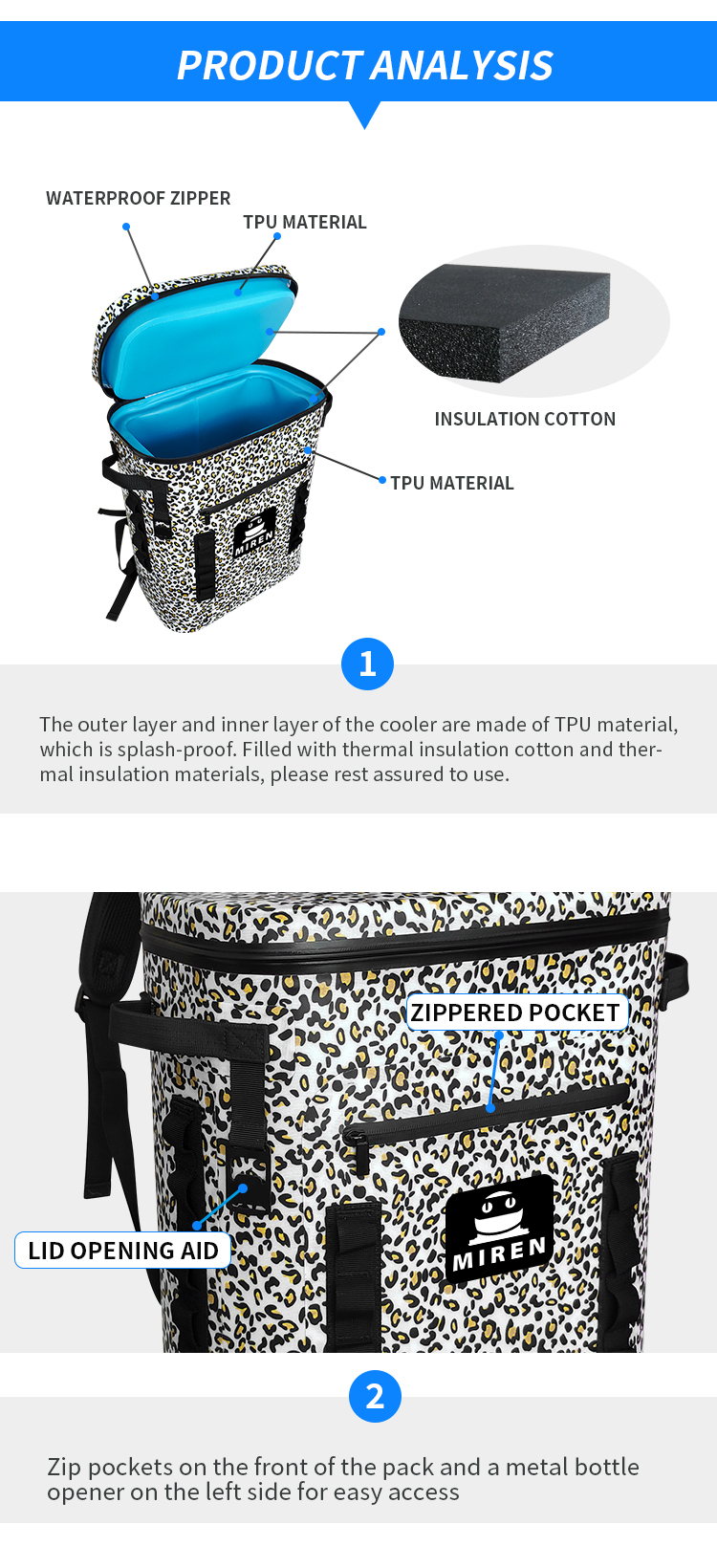 Leopard Portable 25L Large Beer Cooler Refrigerated Bag Cooler Backpack