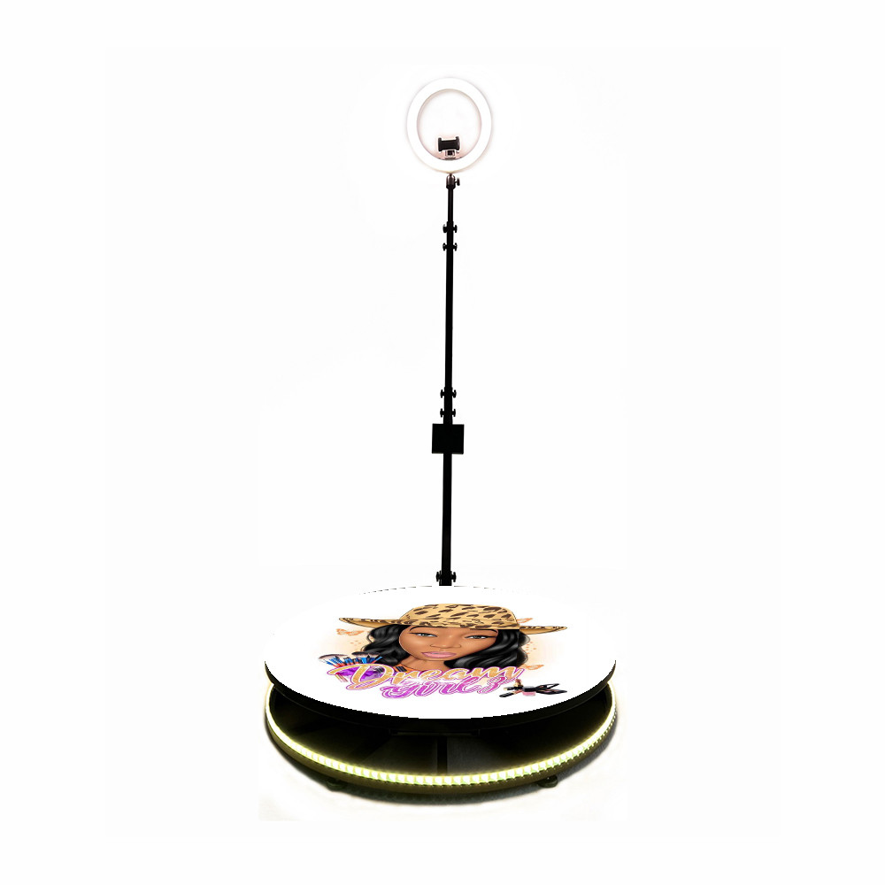 Adjustable 360 Video Photo Booth Selfie Platform Automatic Spin With Ring Light