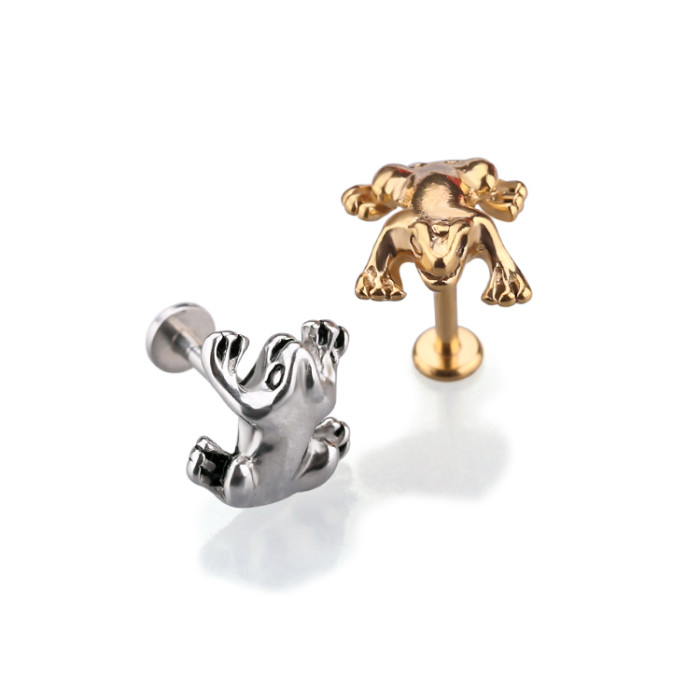 Wholesale body piercing jewelry frog shape labret ring lip stud