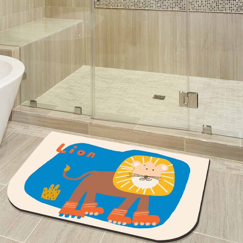 Technology Velvet Non Slip Bath Rug Water Absorption Anti Skid Floor Mat Half Round