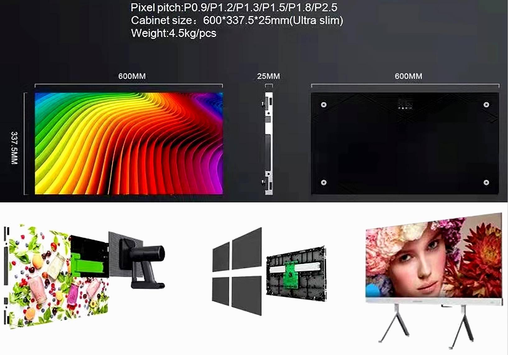 2K 4K 8K Matrix Indoor Led Display Screen Panel P0.7 P0.9 P1.2 P1.5 P1.8 P2.5