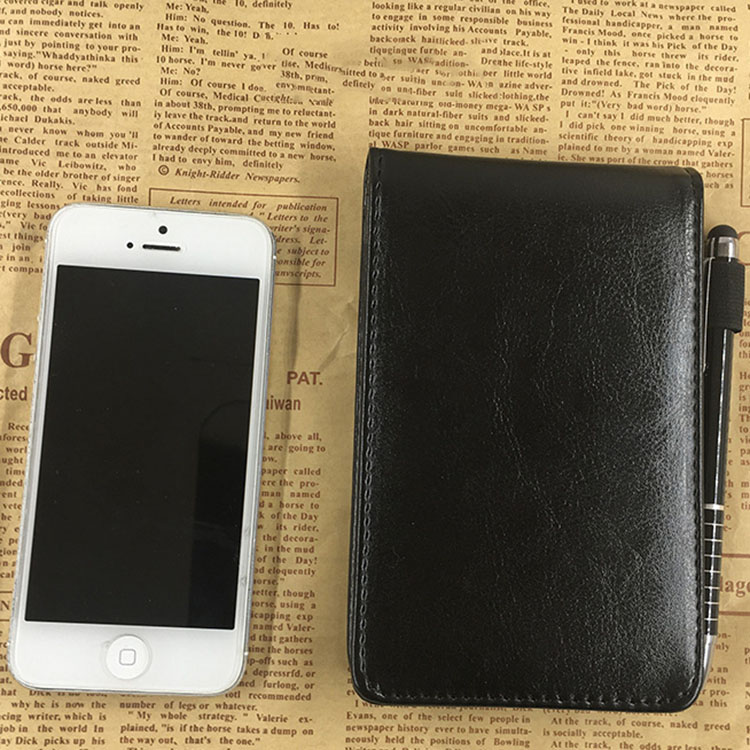 Reporters' Must-Have A7 PU Leather Cover Notepad with Gel Pen 2 Colors