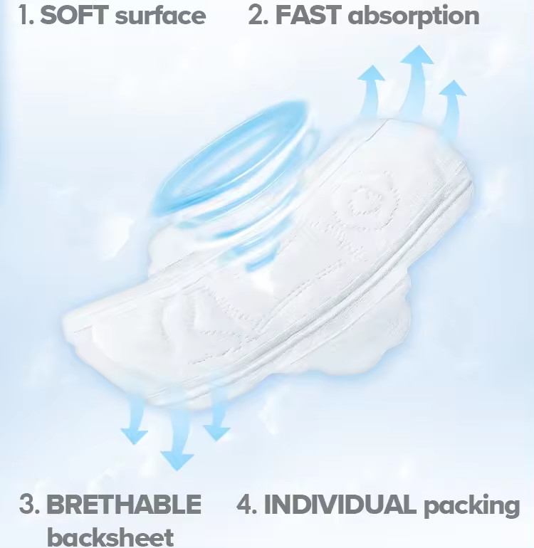Ultra Absorbent Cotton Night Use Sanitary Napkin For Feminine Care