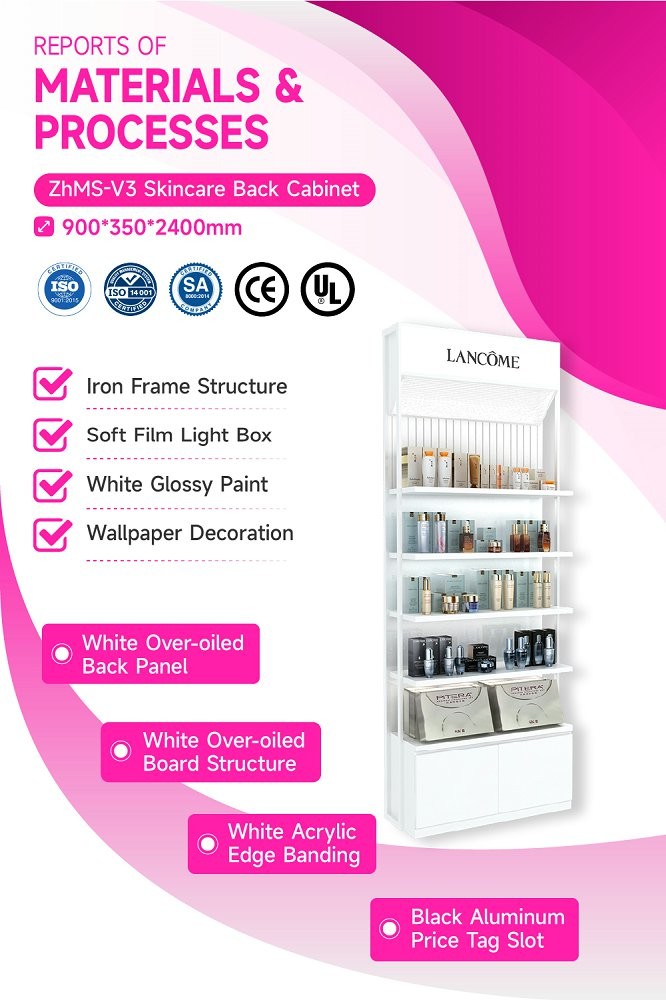 ZhMS-V3 Soft Film Light Box Skincare Display Rack for Cosmetics Retail Stores