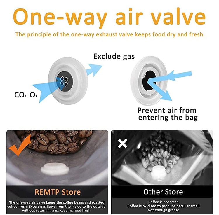 Empty Coffee Beans Aluminum Foil Bag Heat Sealable With Valve