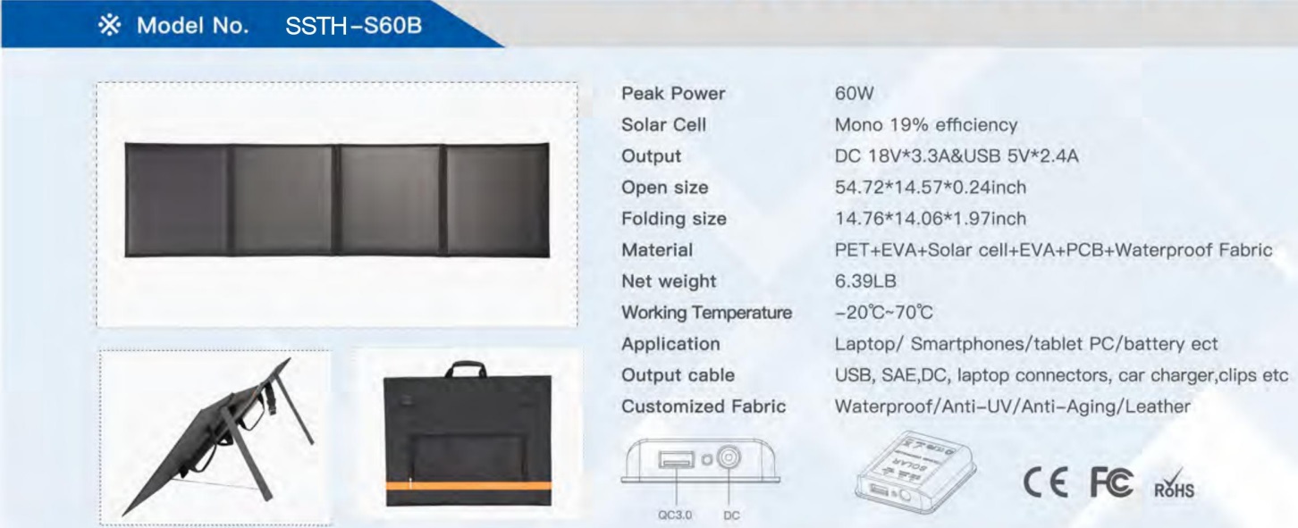 Cellphone Charging 120w Folding Solar Panels With TPT PET EVA Solar Cell Water Fabric