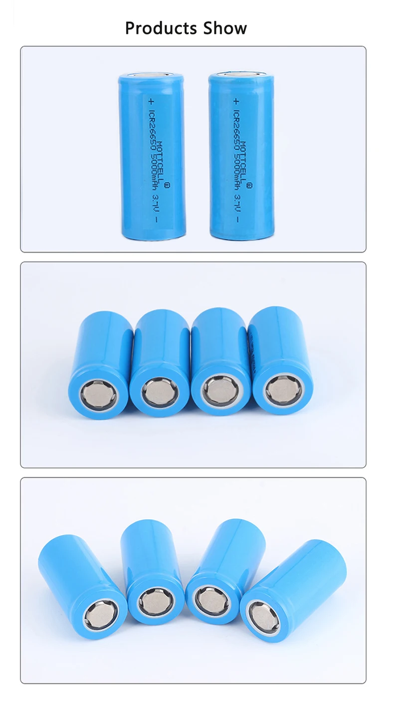 High Capacity 26650 Lithium Ion Cylindrical Battery Rechargeable 3.7v 5000mah