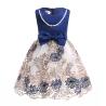 Buy cheap O-Neck Satin Girl Dress Embroidered Mesh Dress Dark Blue Pearl Necklace Dresses from wholesalers