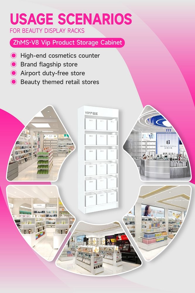 ZhMS-V8 Adjustable Height Vip Product Storage Cabinet with White Acrylic Edges