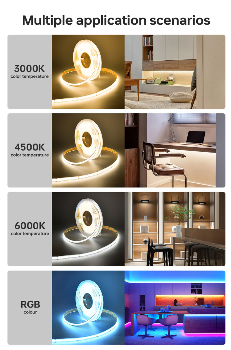 Experience the Magic of 24VDC Electroplate COB 320Ds 8mm Ra 85 Purple LED Light Strip