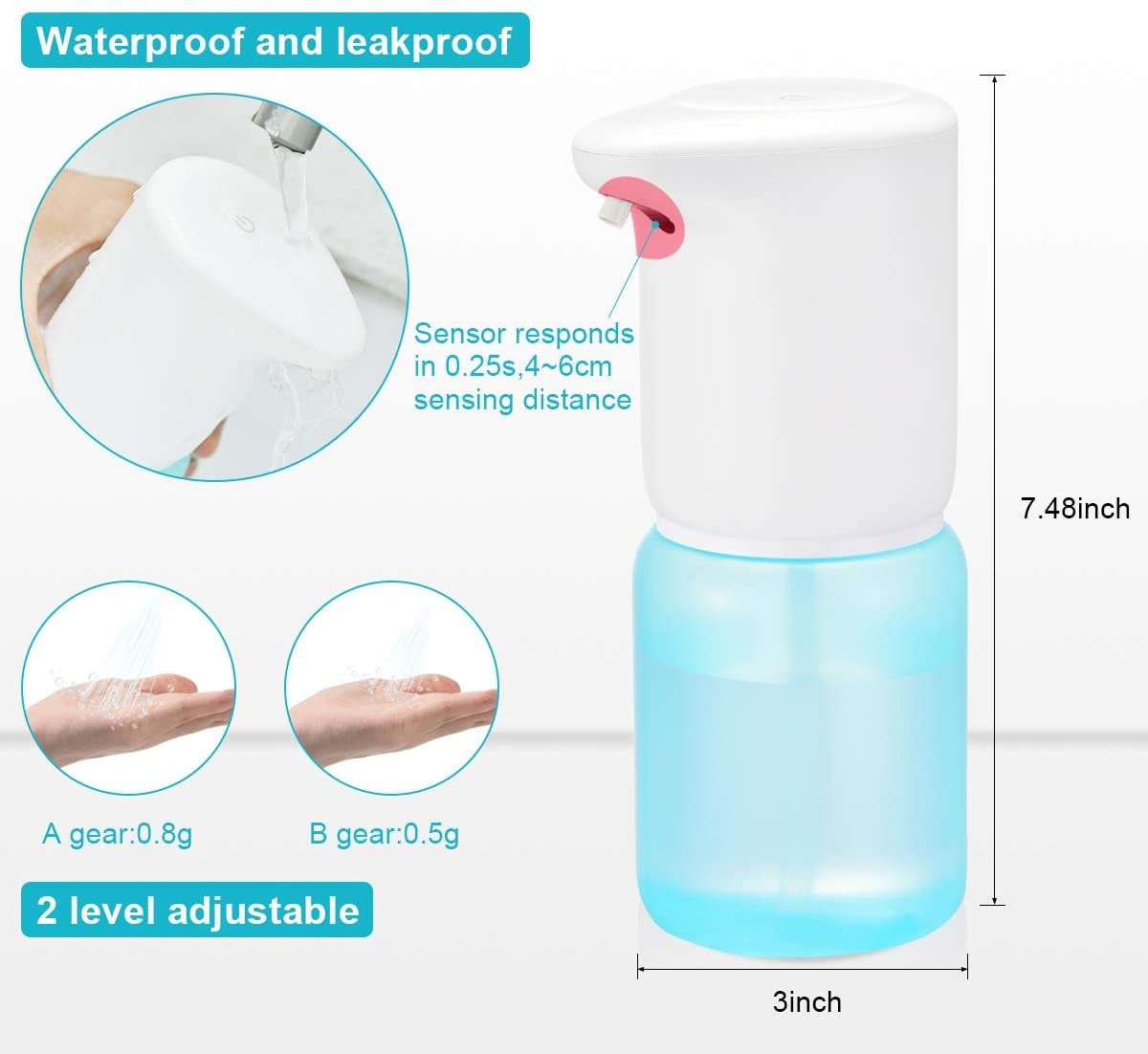 PP Touchless Alcohol Spray Dispenser 400ML Wall Mounted