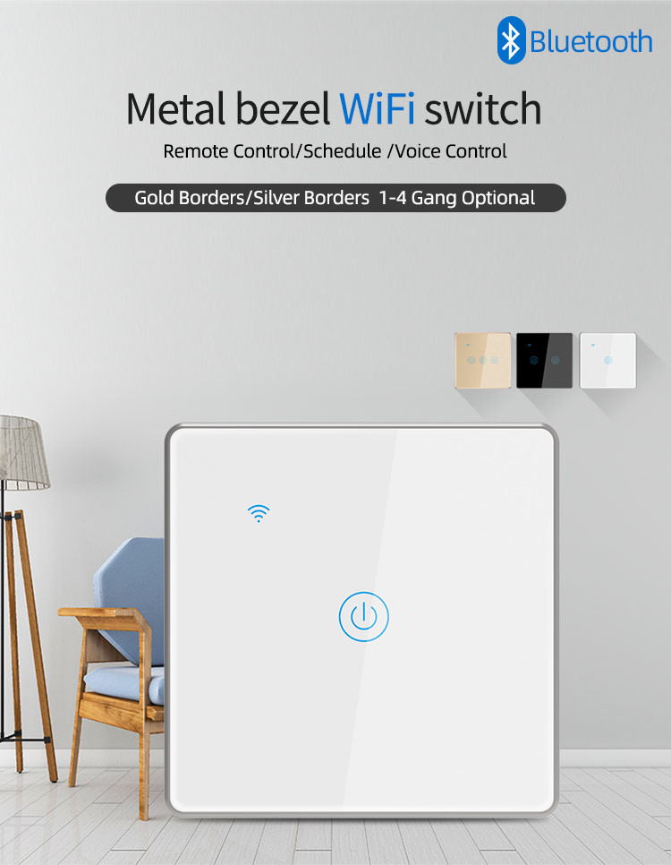 Tuya Wifi Smart Timer Switch Manufacturer Eu Standard 2 gang Led Sensor Light Voice Control Touch