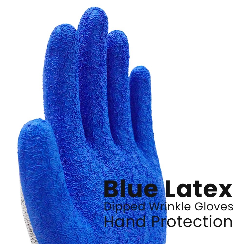Abrasion Resistant Cut Resistant Safety Gloves Customized Crinkle Latex Coating Gloves