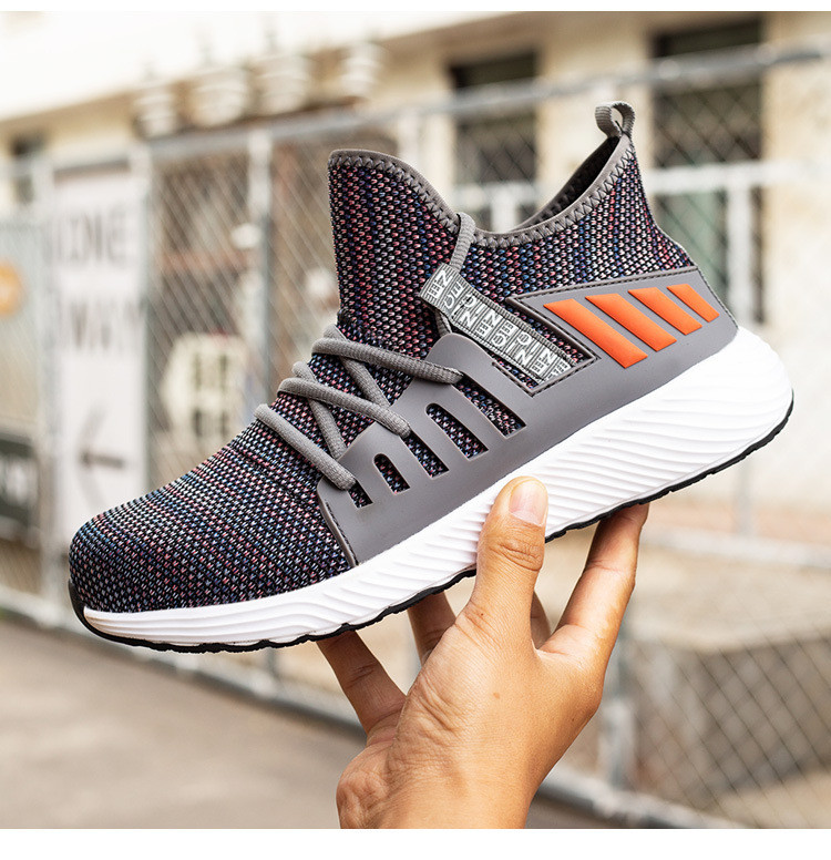 Breathable Flying Knit Work Shoes Comfortable Safety Shoes Kevlar Midsole Steel Toe EVA Sole