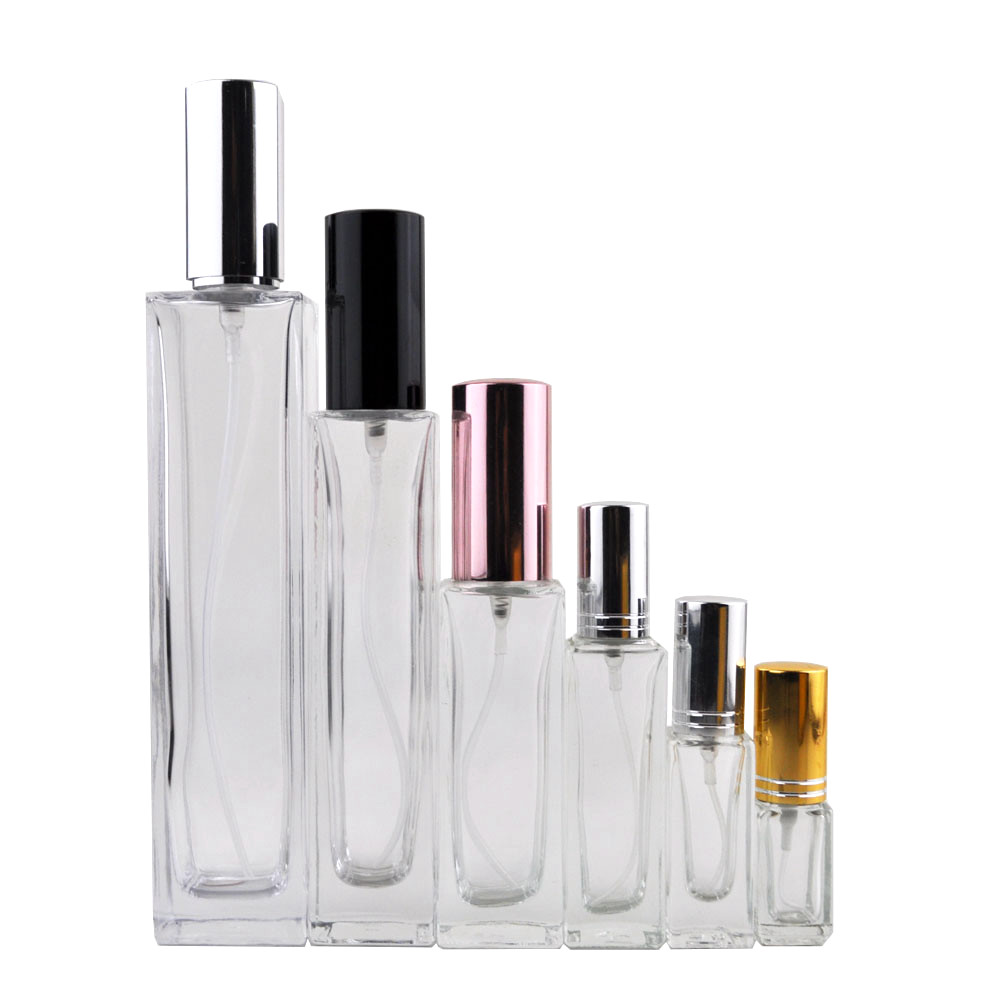 Luxury Custom Fragrance Pump Spray 10ml 15ml Square Sprayer Empty Oil Glass Perfume Bottles With Cap