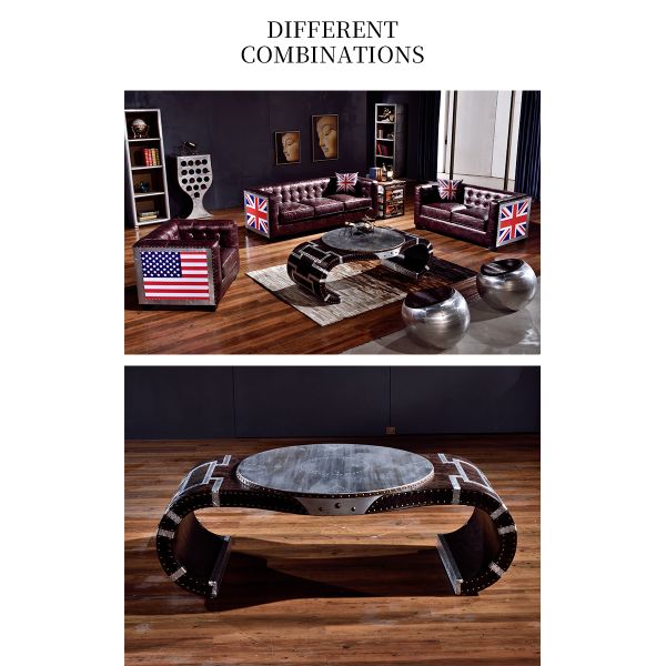 Nidea #8651 Nidea Red Wine Bar Coffee Table Industrial Style Flat Durable Handmade Aluminum Rivet Metal Watch-Shaped Design