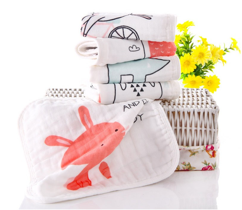 Lovely Animals Printing 4 Layer Gauze Fabric 200gsm No Fluorescent Agent