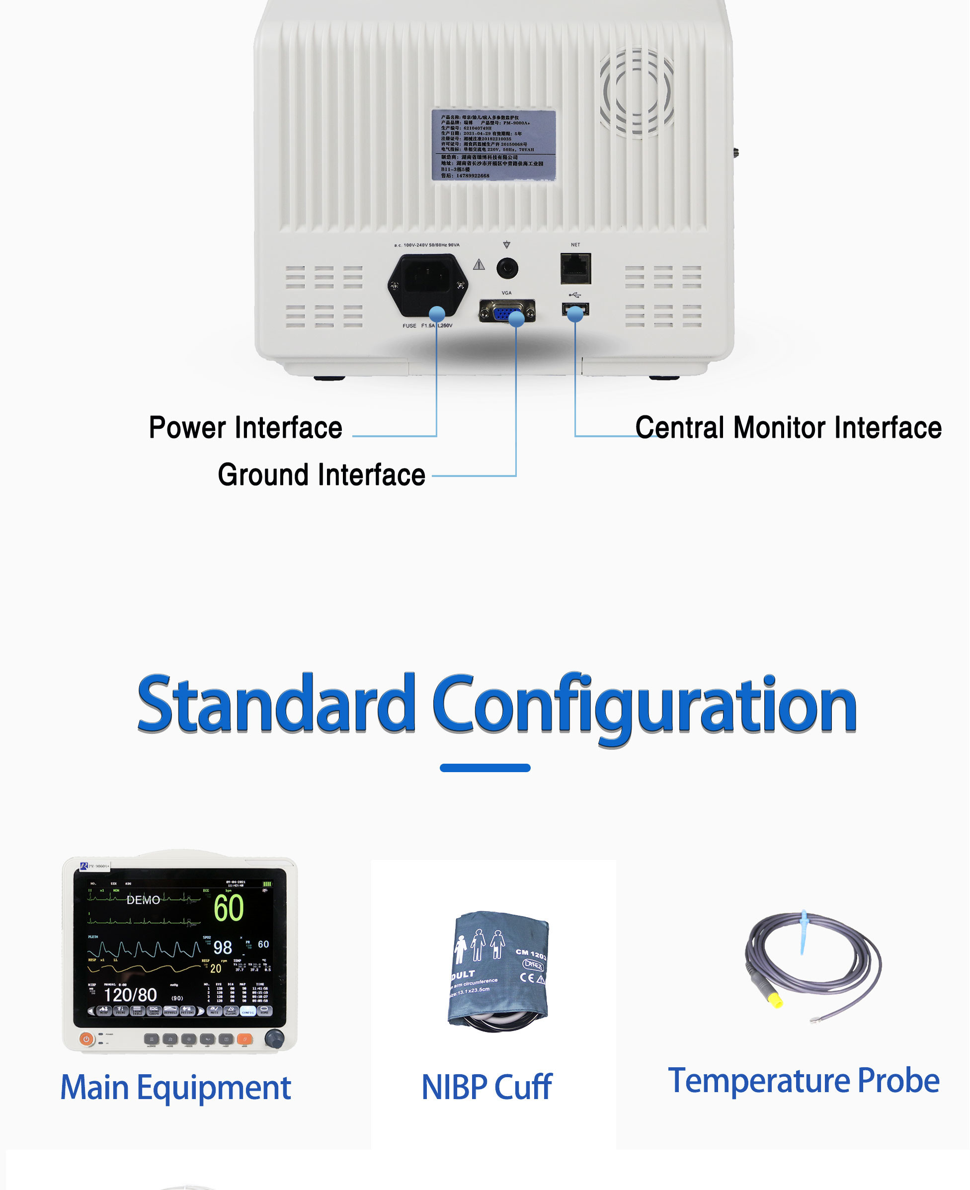 Optional Touch Screen Vet Version Multi Parameter Patient Monitor 12.1 Inch