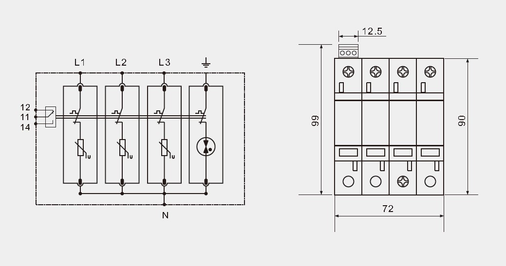 385V Type 2 Surge Protection Device Pluggable Lightning Arresters 3+ Npe AC Safety Reserve