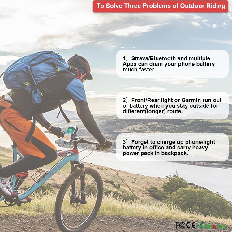 Rechargeable 5200mAH Detachable Bike Mount Phone Holder