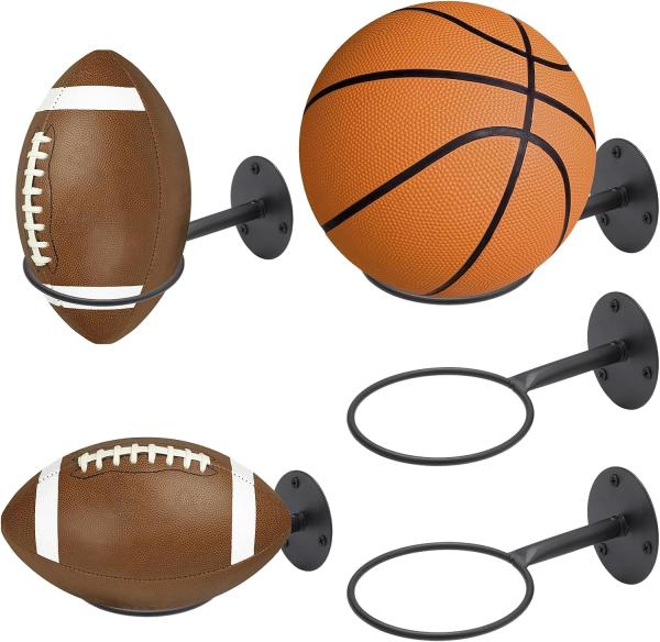 Wall Mounted Sports Ball Display Holder for Basketball Soccer Football and