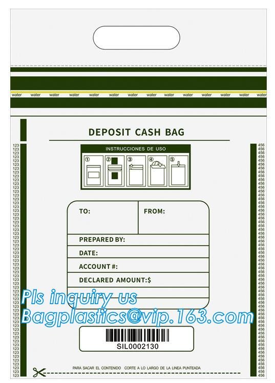 Security plastic bag with adhesive tape for cash, plastic money bag, Security Money Cash Bag For Airport/Bank and police