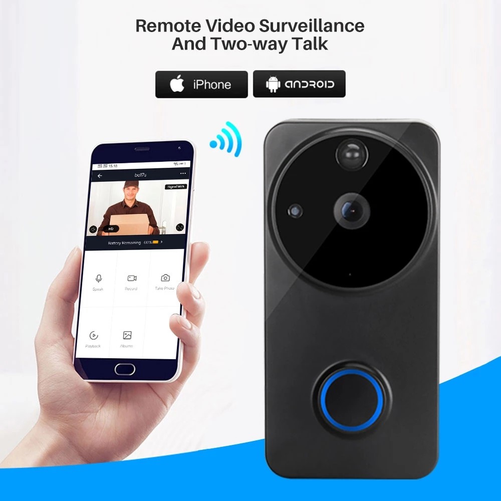 Real Time Night Vision Tuya Smart Life Video Doorbell OLED HD WiFi Security Camera