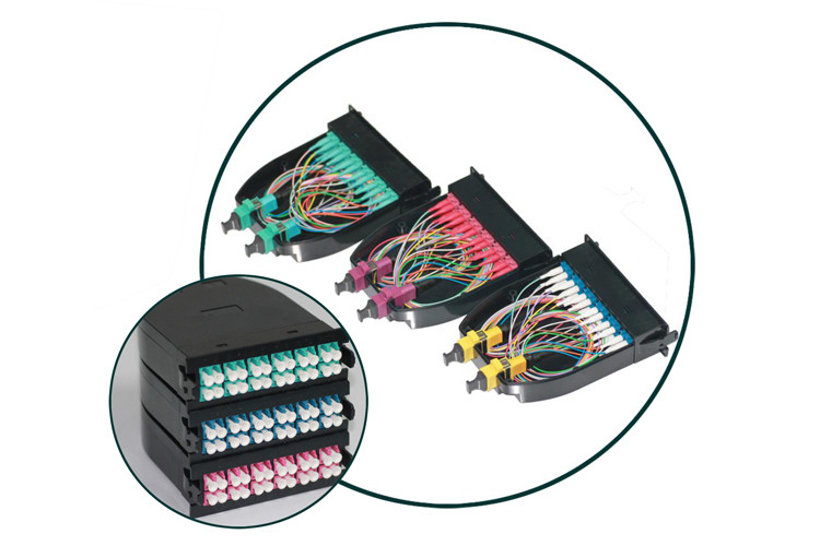24 Fiber Optic MPO MTP Cassettes 2 X MPO 12 Fiber LC Multimode OM3