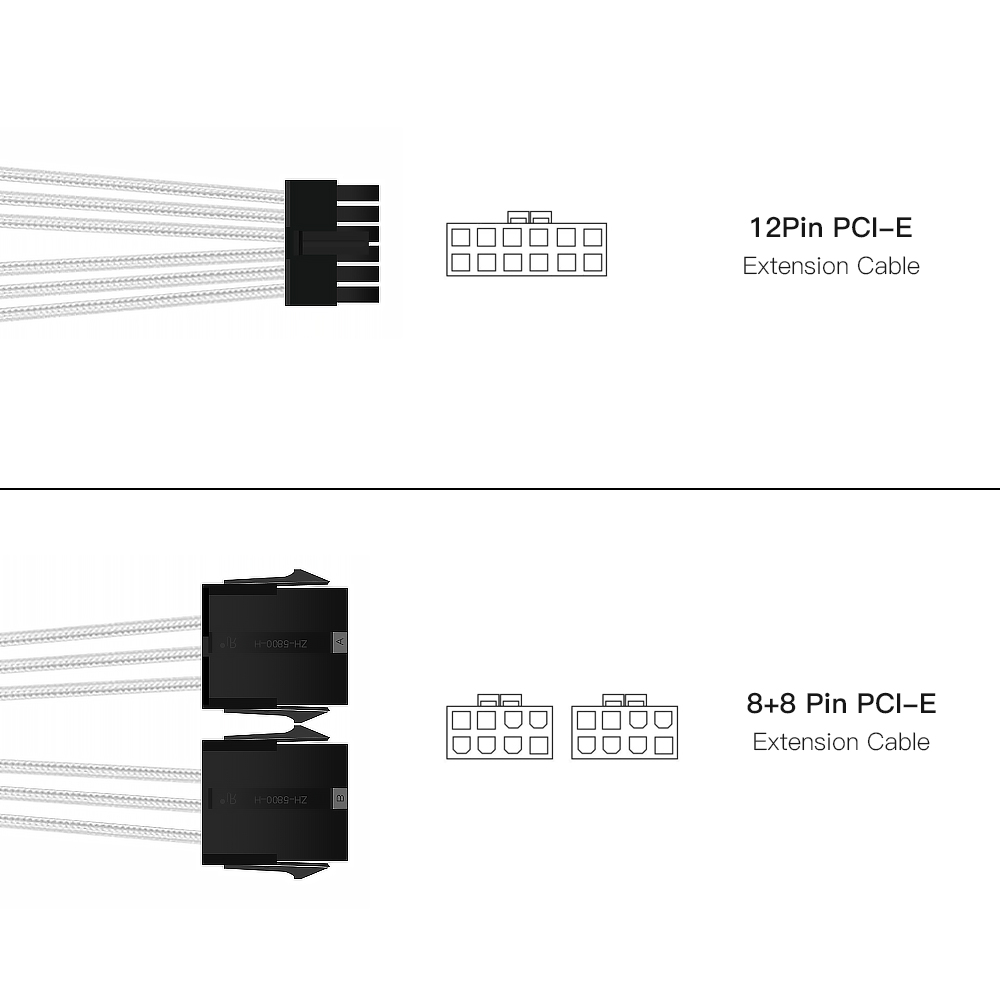 Power Extension Cord Kit PCIe Molex Micro-Fit 3.0 Connector for NVIDIA Ampere GEFORCE RTX 3070 3080 3090 Black