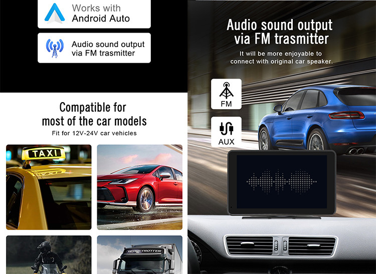 Car Dash Cam DVR 7inch Portable Navigation For Car And Truck Support 12 To 24V Power Supply