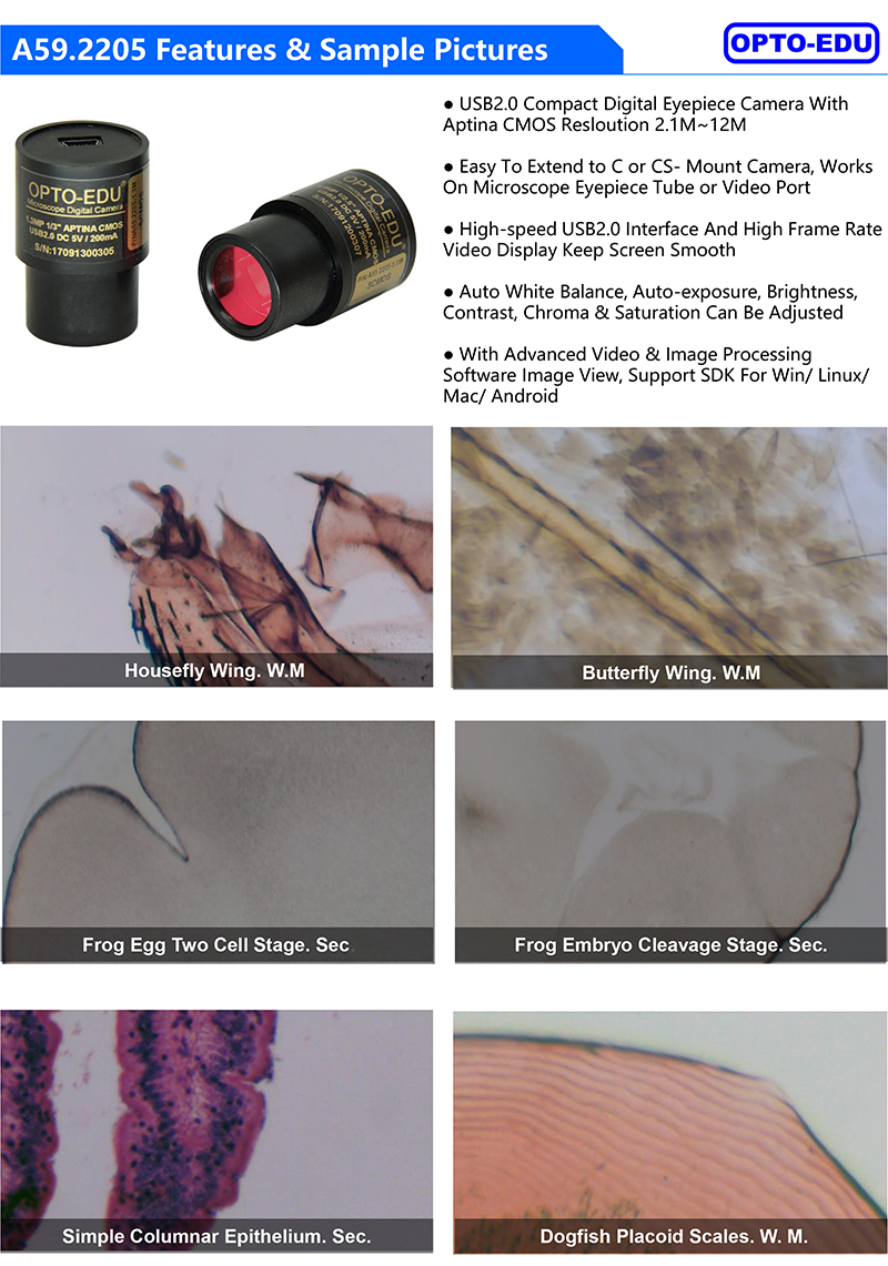 OPTO EDU A59.2205 Microscope Accessories for Imaging and Precision Analysis in Scientific Research and Industrial