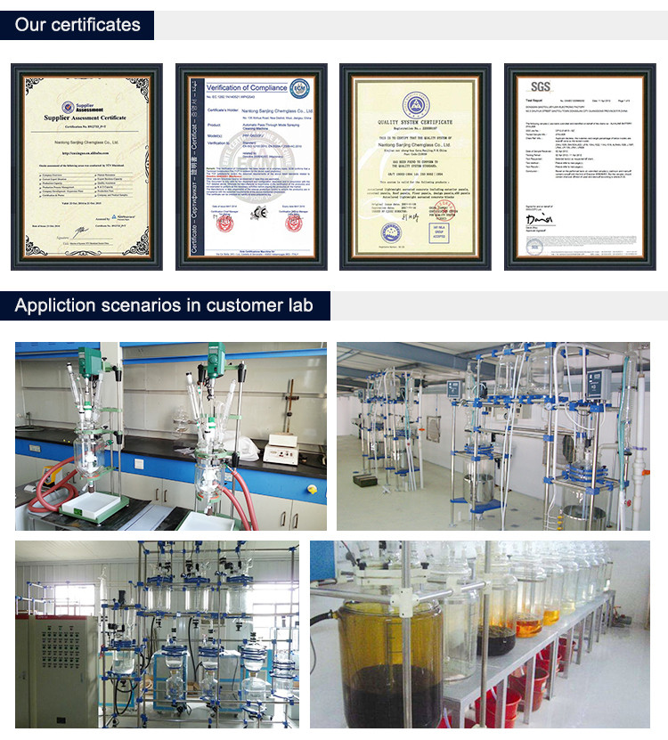 Biological Jacketed Glass Vessel , Chemical Glass Reactor Constant Pressure Feeding