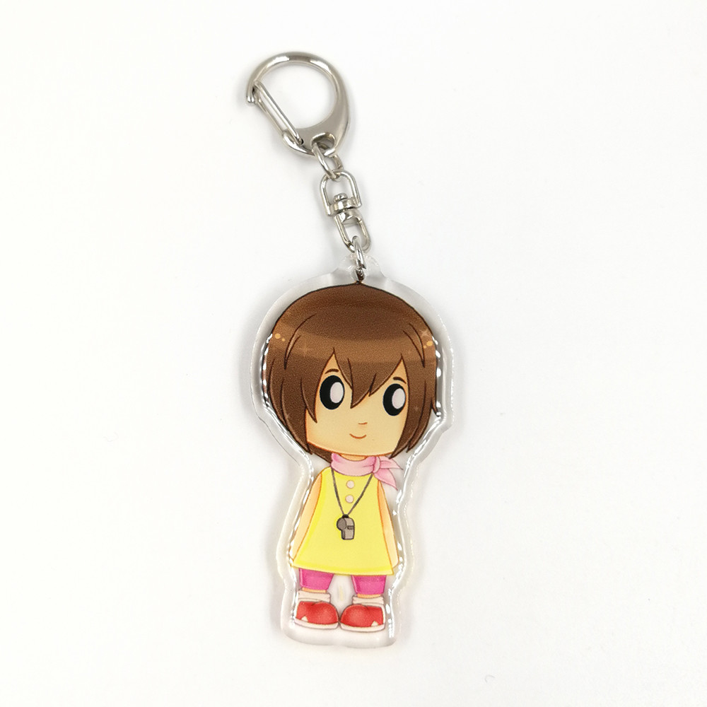 Custom Clear Double Printing Epoxy Acrylic Charms Keychains with Glitter