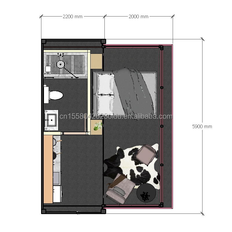 Hotel Fully Furnished Shipping Container Home Modern Style Prefab House with Steel Frame and Galvanized Steel Bending