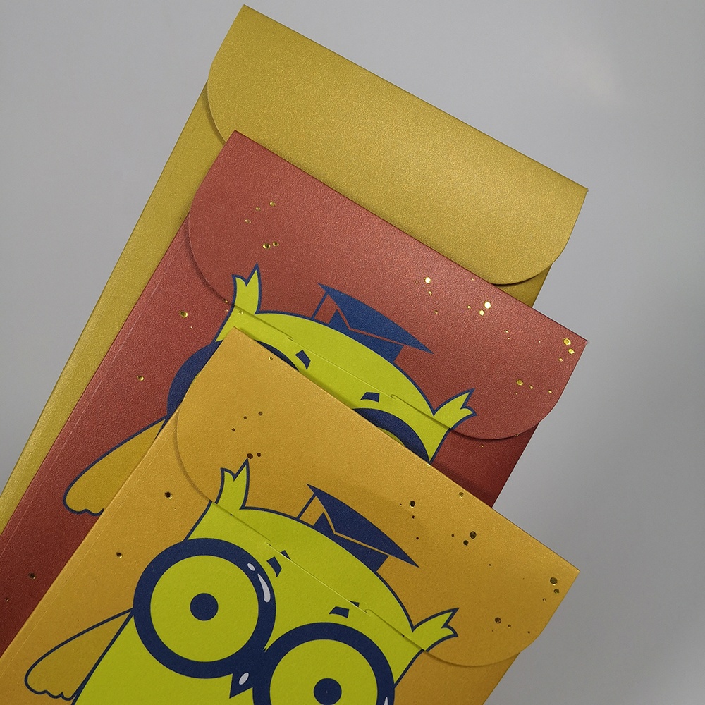 Hot Stamp Custom Red Packet Art Paper Chinese New Year Red Envelope cartoon Shape