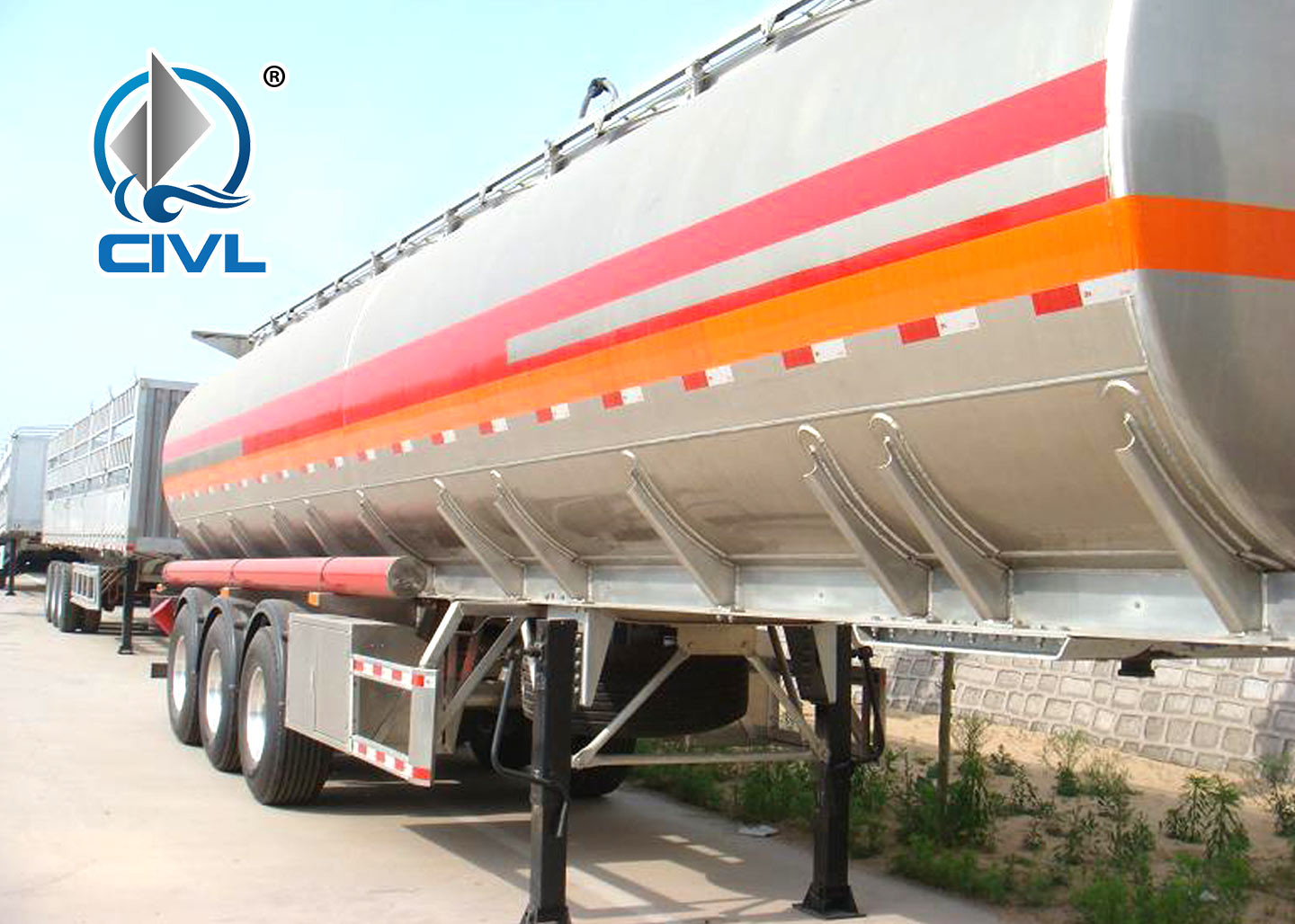 50m3 Oil Tanker Semi Trailer / Diesel Three Axle Fuel Tanker Semi Trailer