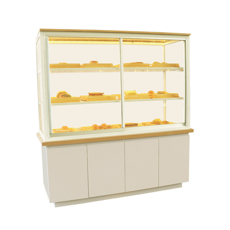Shopping Mall Dessert Display Case , Glass Pastry Display Case Customized Color
