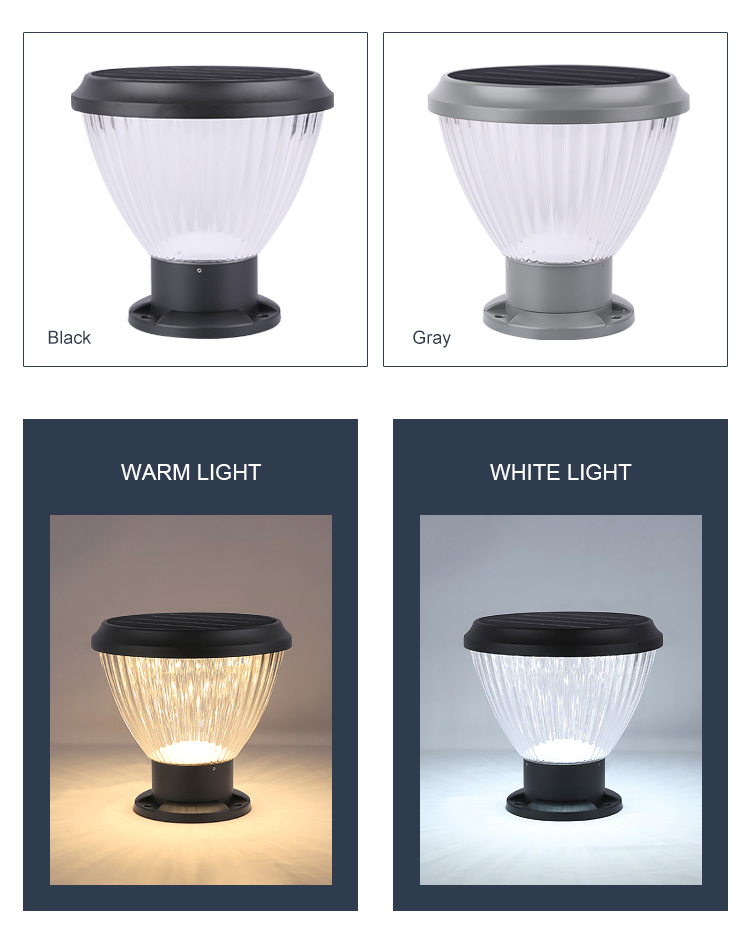 Light Control IP65 Solar Pillar Light Easy Install Post Cap Lamp For Wood Fence Deck