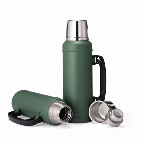 Vintage 18/8 SS 1L Insulated Water Bottle Leakproof Metal Water Jug Military