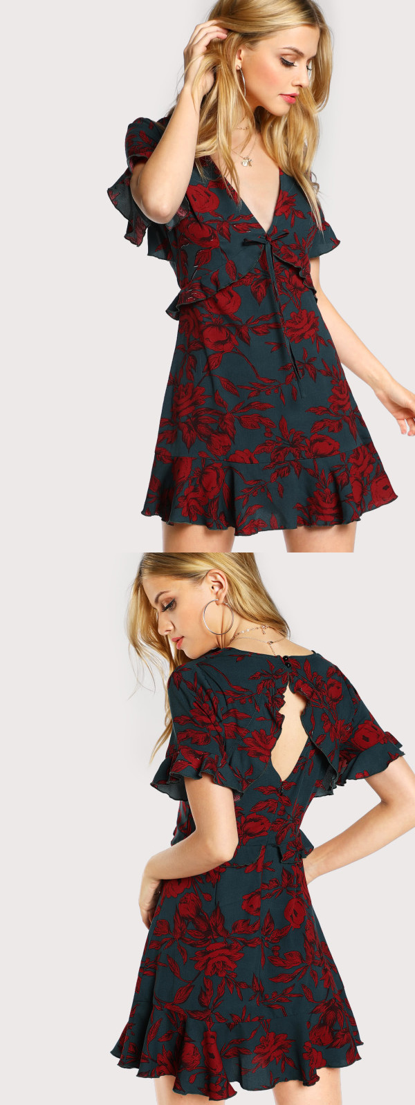 sexy v neck design woman dress