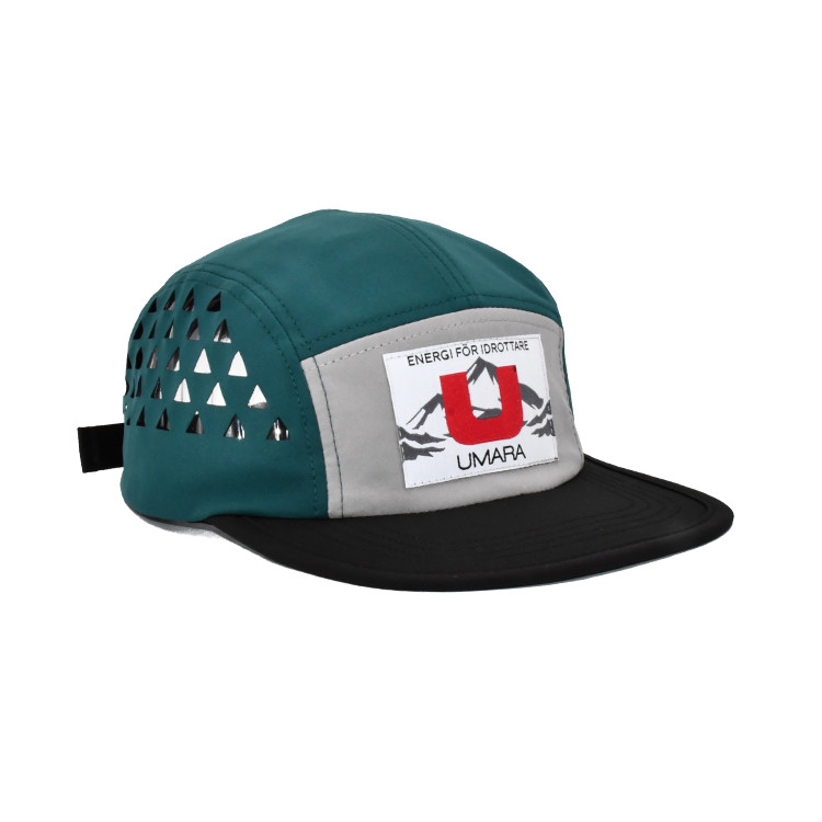 100% Polyester 5 Panel Laser Cutting Camper Gorra Cap With Woven Label
