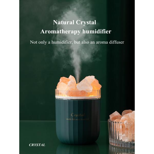 Portable Crystal Himalayan Salt Lamp Ultrasonic Air Humidifier With Soothing Atmosphere Lamp