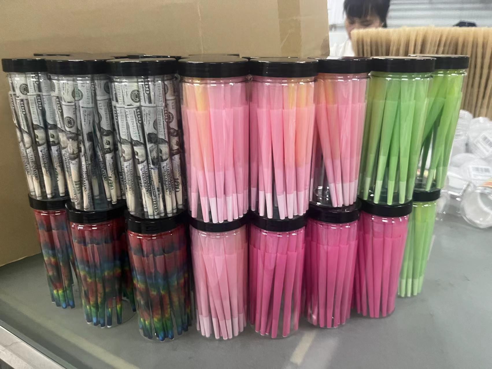 Custom Printing Colored Cigarette 24k Gold Pre Rolled Cones Papers Wrapping