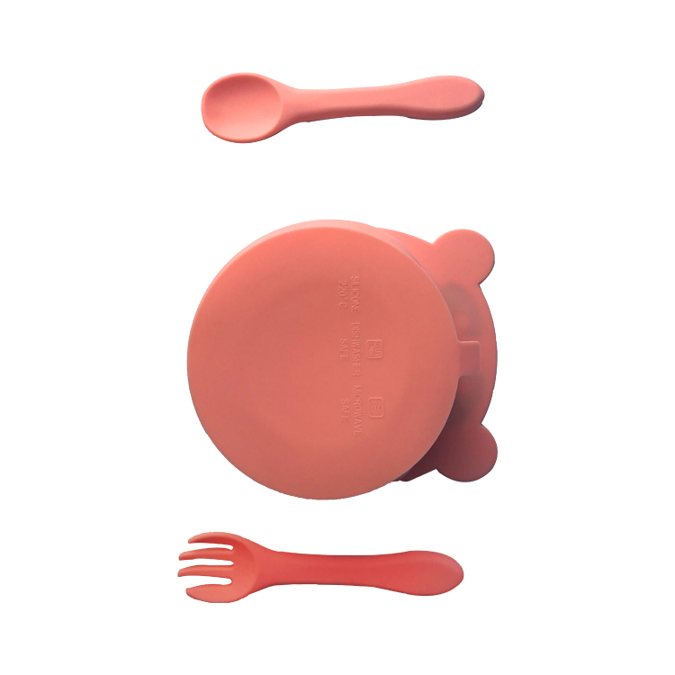 Panda Shape Baby Silicone Products BPA Free Portable Silicone Bowl And Spoon