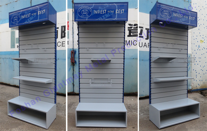 Grocery Shelf Store Mobile Floor Stand Slatwall Display Stands