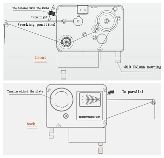 Magnetic Cylinder Coil Winding Machine Tensioner For Dia 0.12-0.35mm Wire Textile Machine